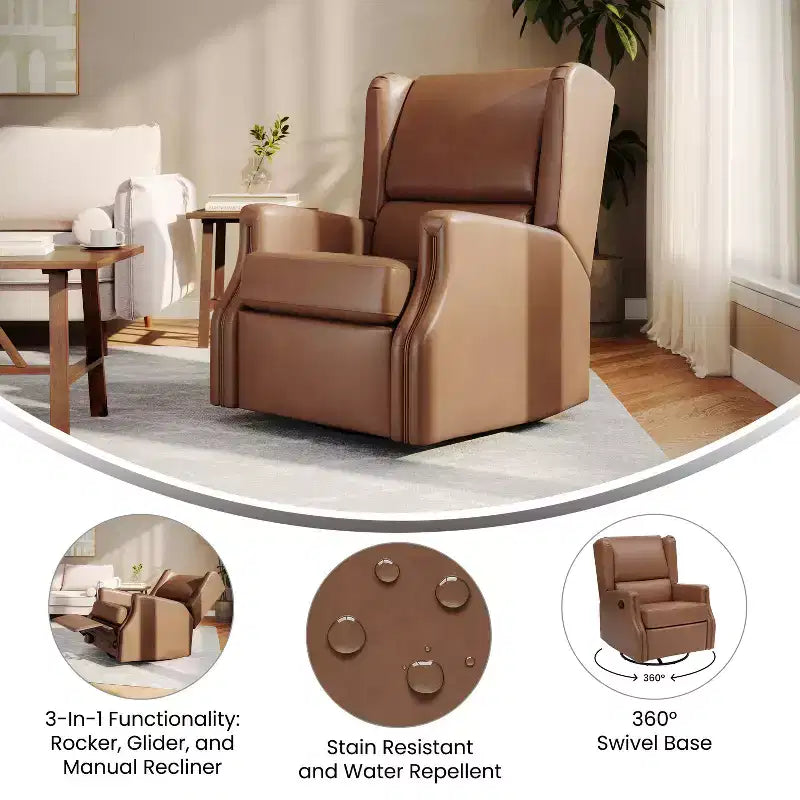 Fauteuil inclinable, pivotant et à bascule avec rotation à 360 degrés