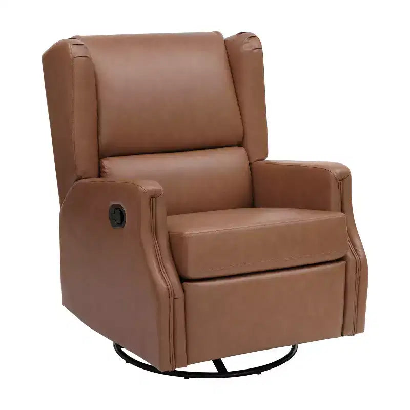 Flash Furniture Omma Swivel Glider Rocker Recliner Chair Manual 360 Degree Swivel Wingback Recliner Perfect for Living Room Bedroom or Nursery