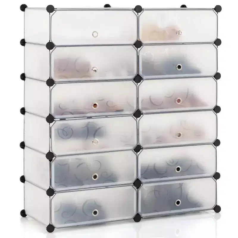 Étagère à chaussures 12 cubes, meuble à chaussures en plastique DIY