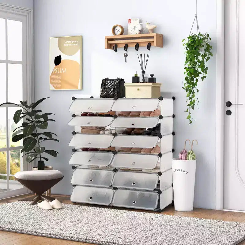 Étagère à chaussures 12 cubes, meuble à chaussures en plastique DIY