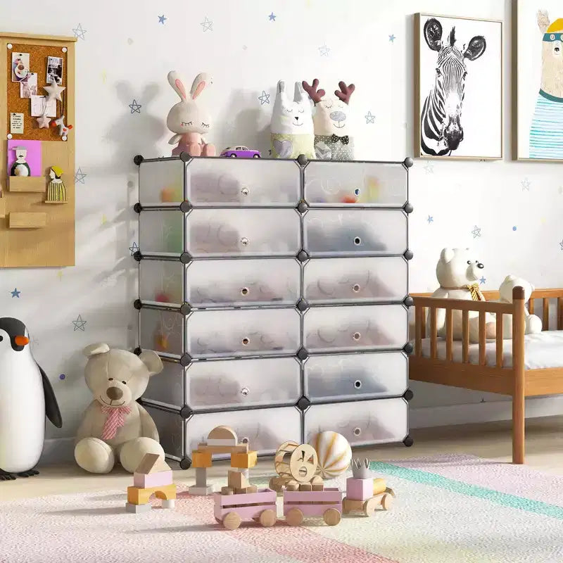 Étagère à chaussures 12 cubes, meuble à chaussures en plastique DIY