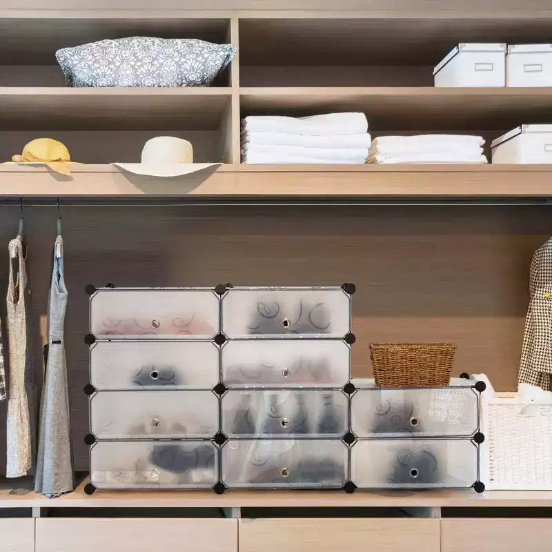 Étagère à chaussures 12 cubes, meuble à chaussures en plastique DIY