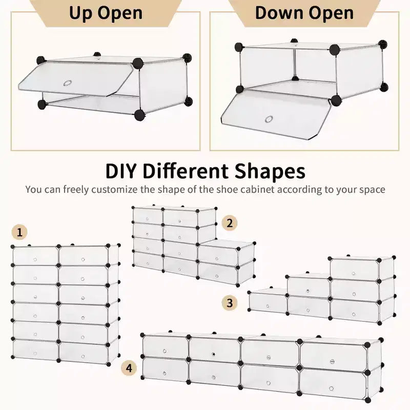 Étagère à chaussures 12 cubes, meuble à chaussures en plastique DIY