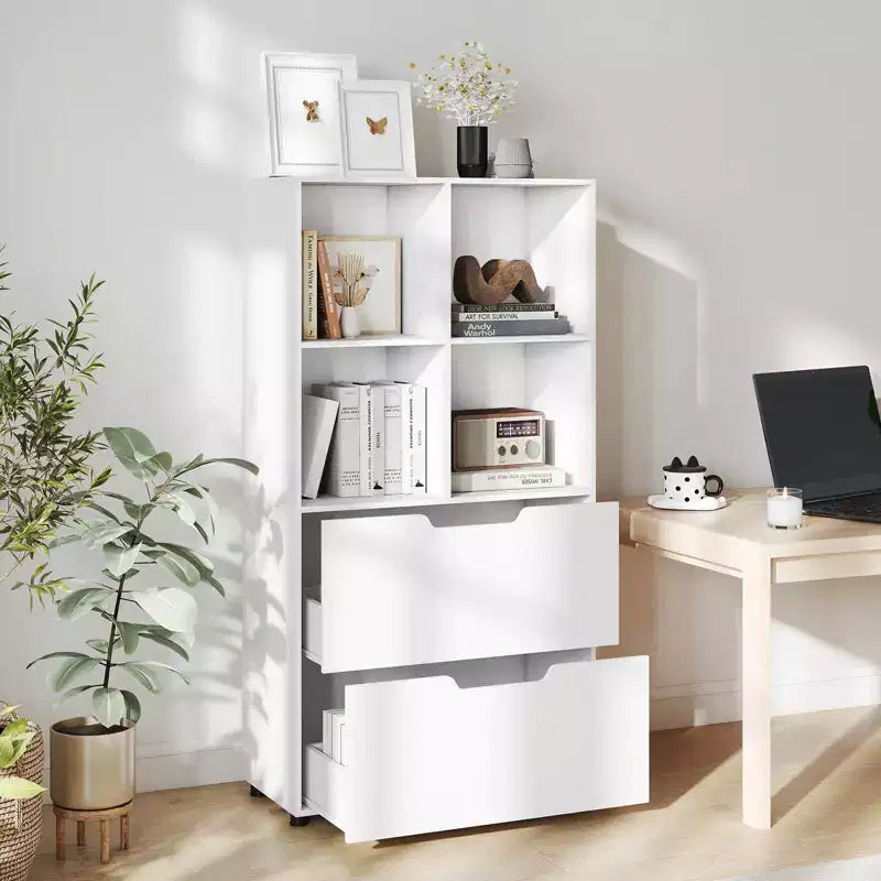 Étagère à livres avec 2 tiroirs et 4 niveaux de rangement