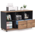 Lantine 2 Drawers Lateral File Cabinets, 43-inch Mobile Wood Filing Cabinet Printer Stand with Open Storage Shelves, Drawers for Letter Size