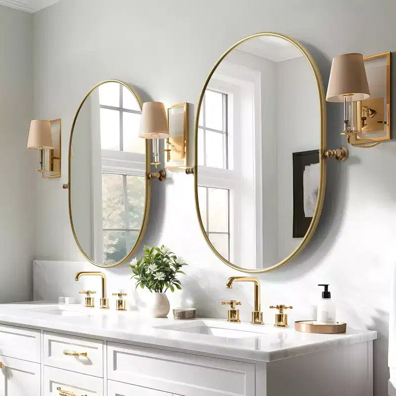 Dovelina Metal Frame Oval Pivot Bathroom Vanity Mirror Set of 2