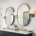 Miroir de courtoisie ovale à cadre métallique pivotant pour salle de bain - Lot de 2