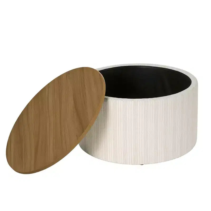 Ottoman de rangement à plateau en bois