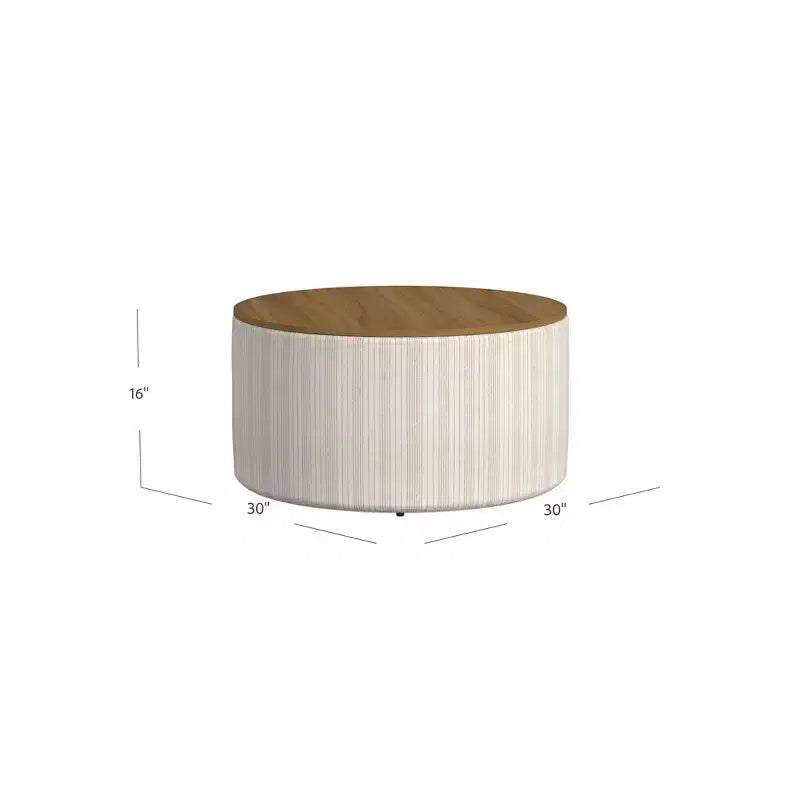 Ottoman de rangement à plateau en bois