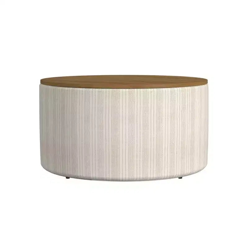 Ottoman de rangement à plateau en bois