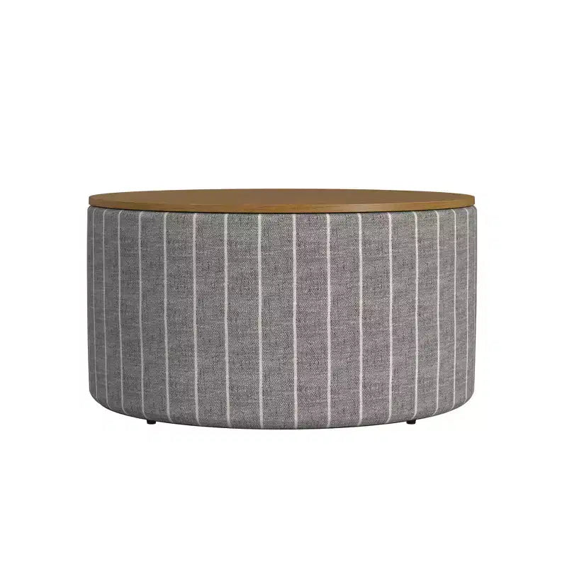 Ottoman de rangement à plateau en bois