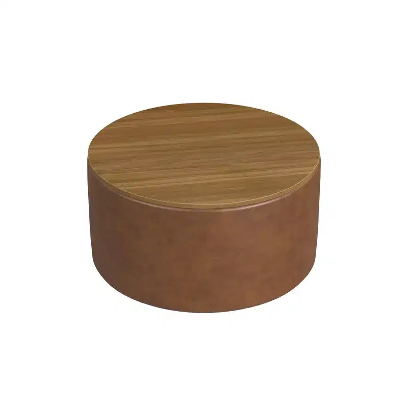 Ottoman de rangement à plateau en bois