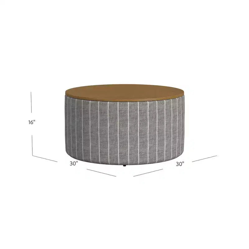Ottoman de rangement à plateau en bois