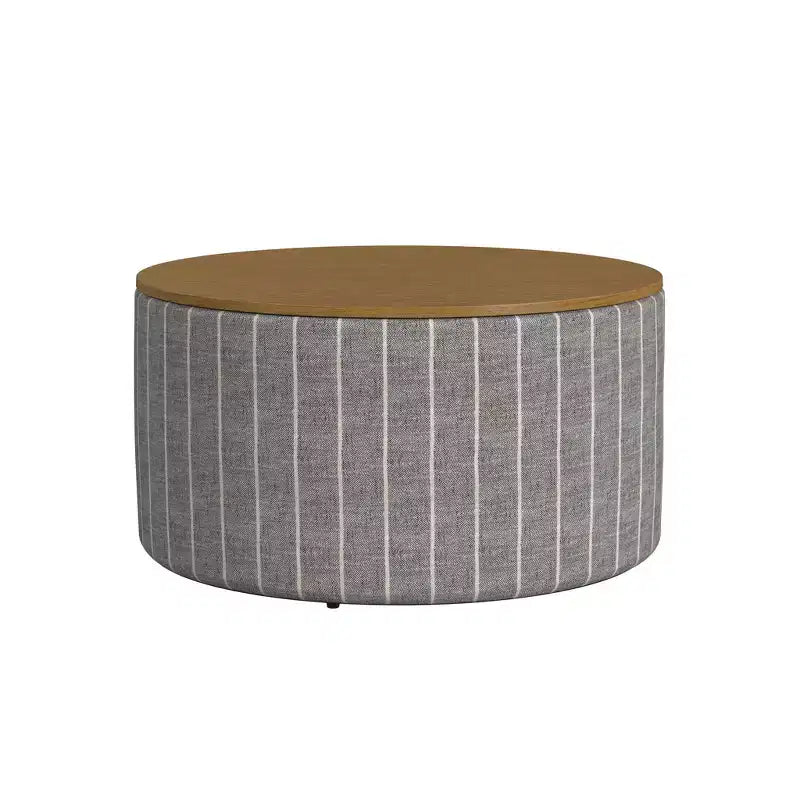Ottoman de rangement à plateau en bois