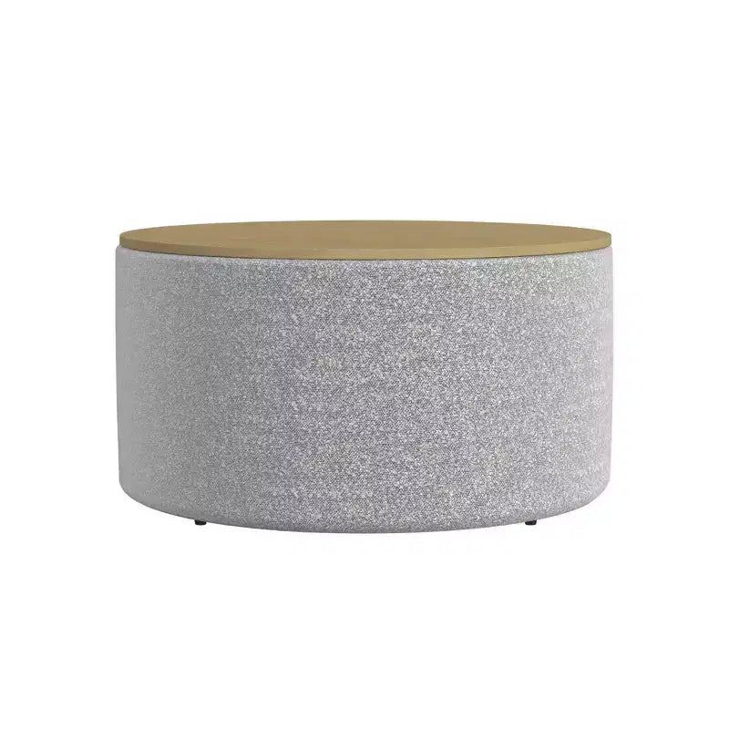 Ottoman de rangement à plateau en bois