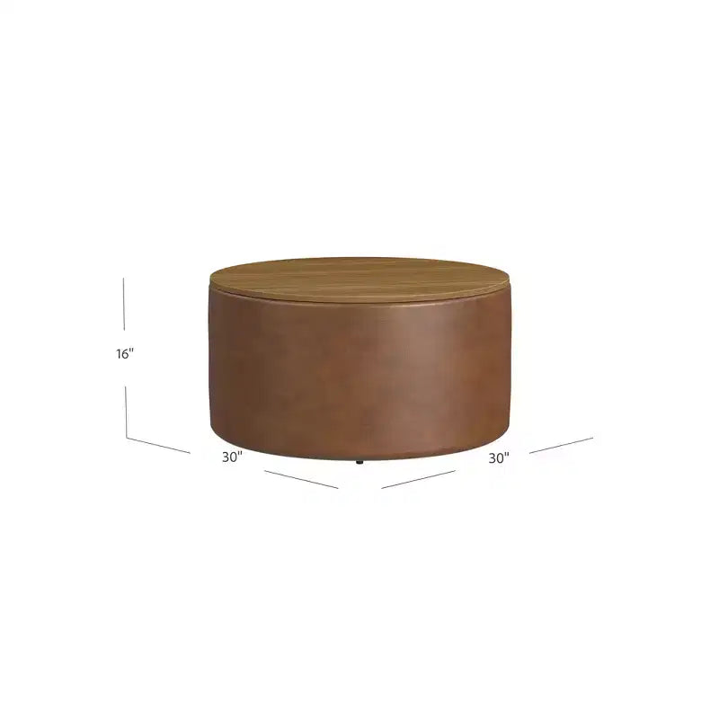 Ottoman de rangement à plateau en bois