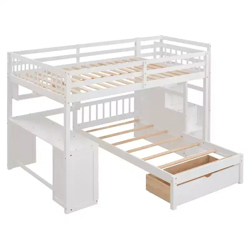 Lit superposé double sur simple avec bureau/armoire