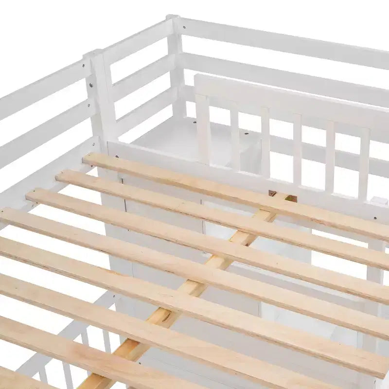 Lit superposé double sur simple avec bureau/armoire