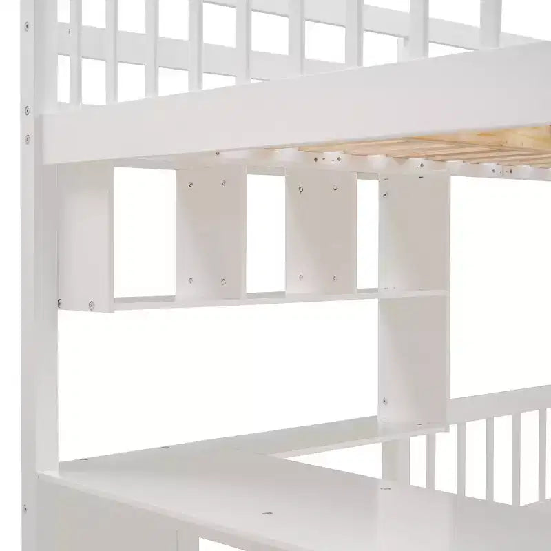 Lit superposé double sur simple avec bureau/armoire