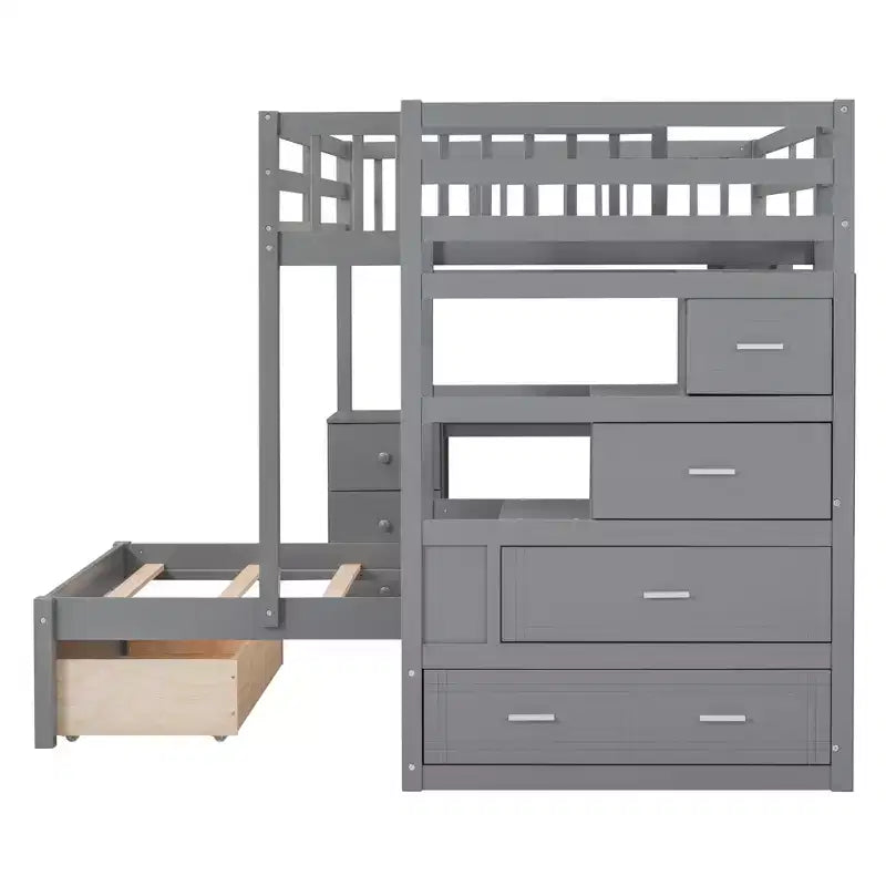 Lit superposé double sur simple avec bureau/armoire