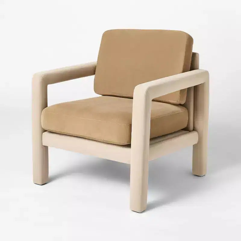 Fauteuil d'appoint sculptural rembourré marron