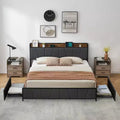 Twin/Full/Queen/King Size Bed Frame with 2 Storage Drawers and Charging Station