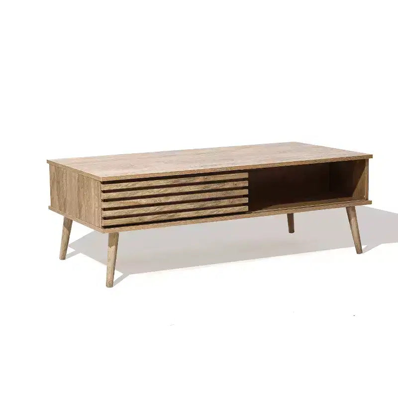 Table basse rectangulaire de style Mid-Century Modern avec rangement