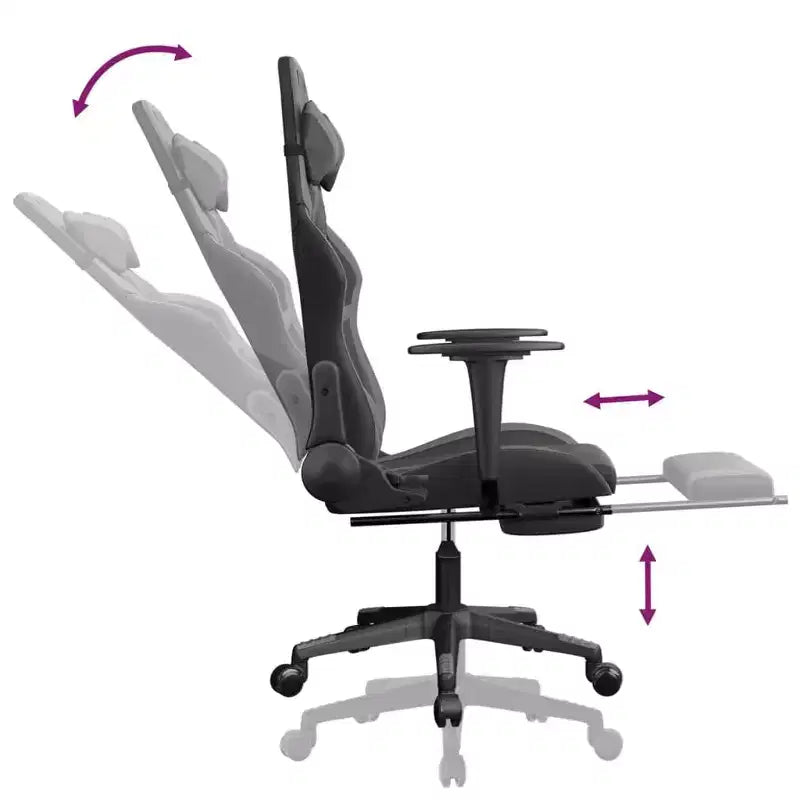 Fauteuil de massage gaming avec repose-pieds noir