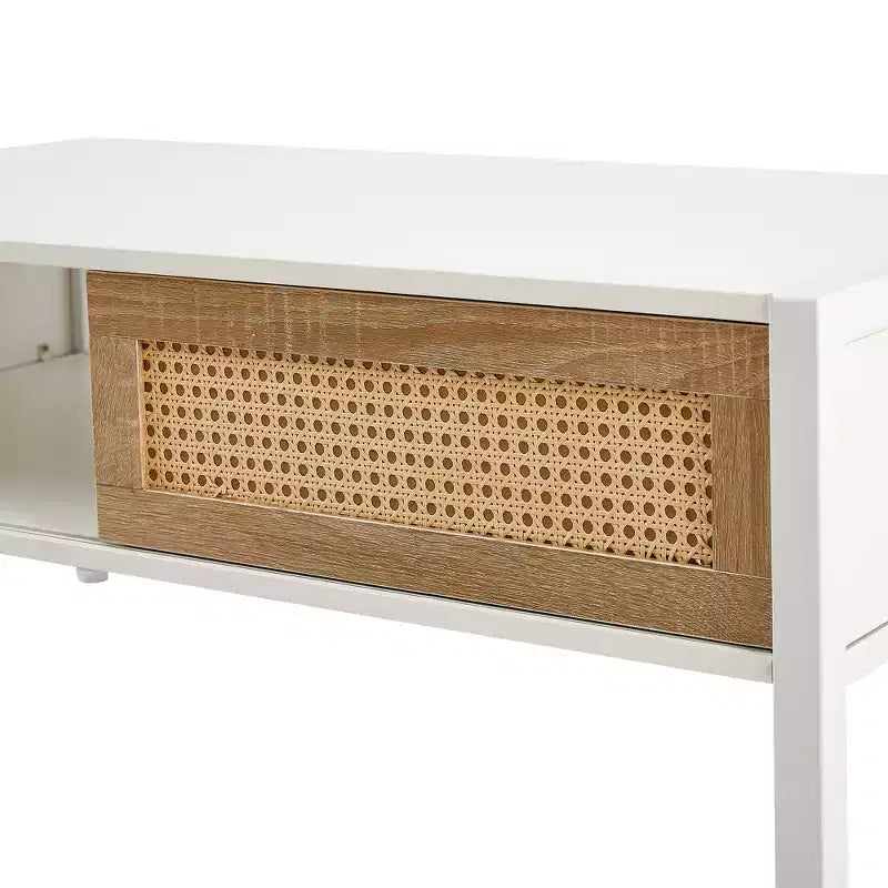 Table basse en rotin avec pieds en bois massif/métal