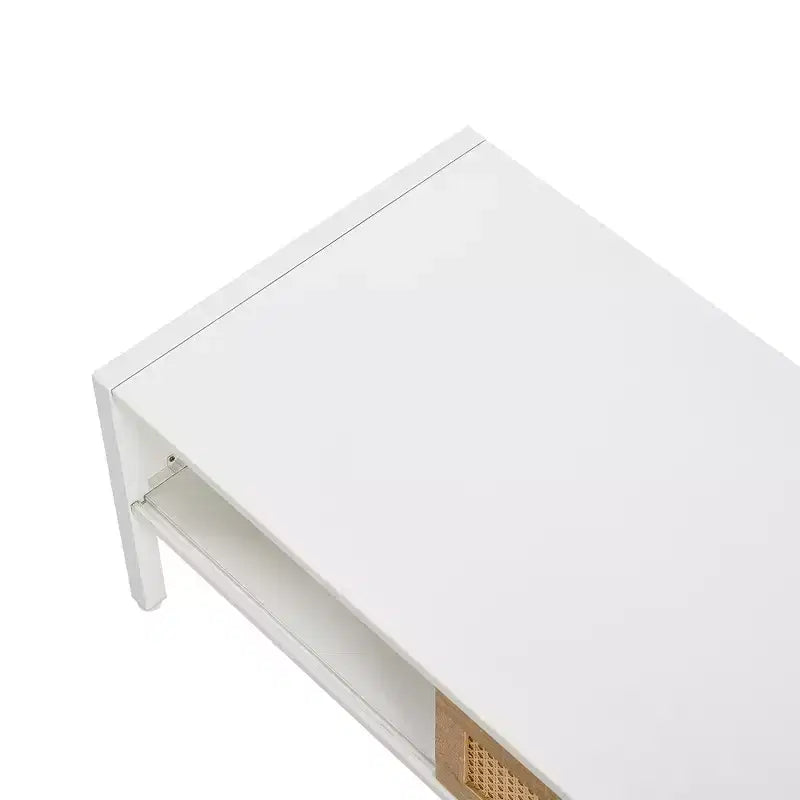 Table basse en rotin avec pieds en bois massif/métal