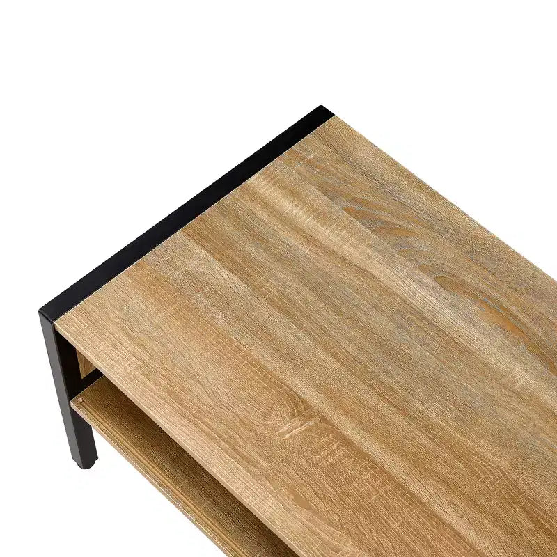 Table basse en rotin avec pieds en bois massif/métal