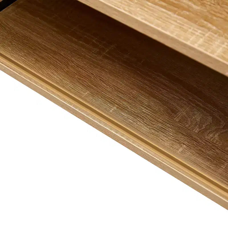 Table basse en rotin avec pieds en bois massif/métal