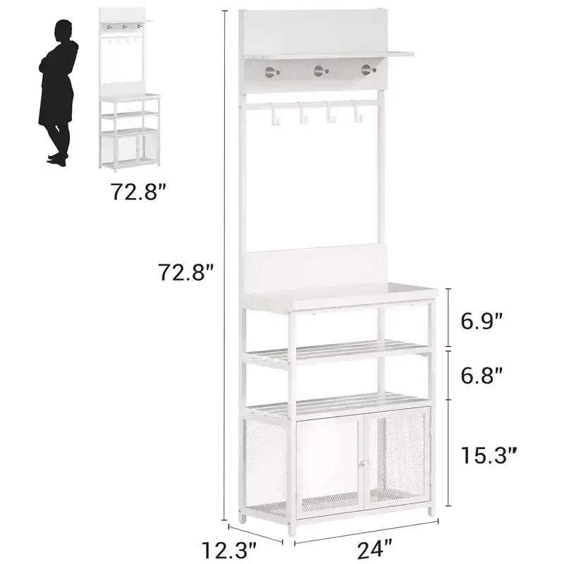 Portemanteau avec rangement à chaussures et portes, portemanteau étroit