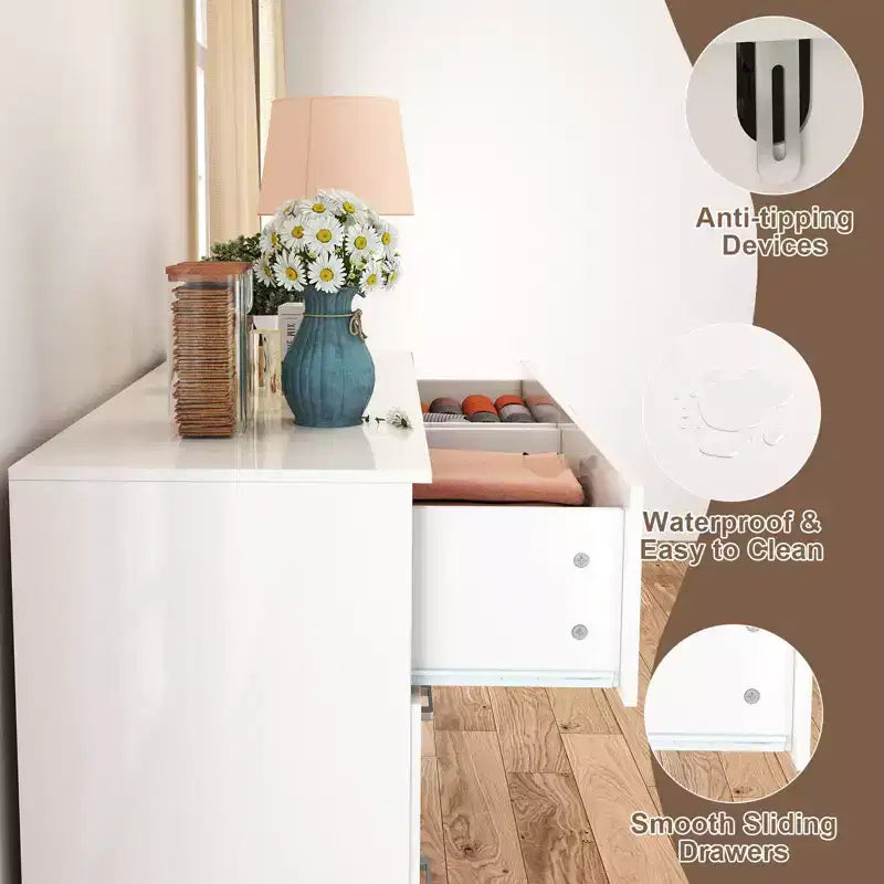 Commode en bois horizontale large Meuble de rangement pour chambre à coucher