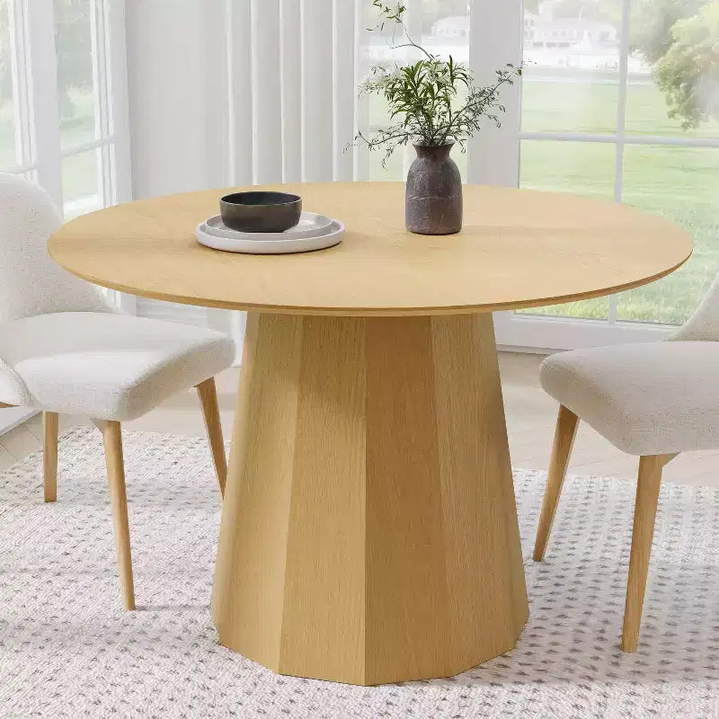 Table à manger ronde en bois style Mid-Century