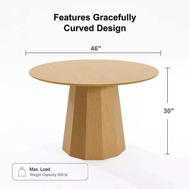 Table à manger ronde en bois style Mid-Century