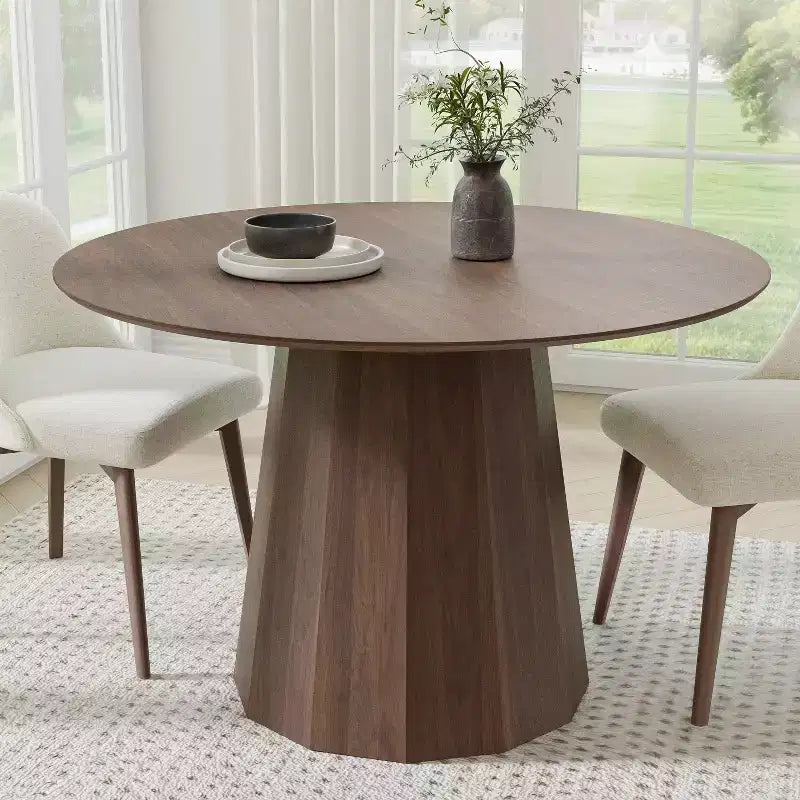 Table à manger ronde en bois style Mid-Century