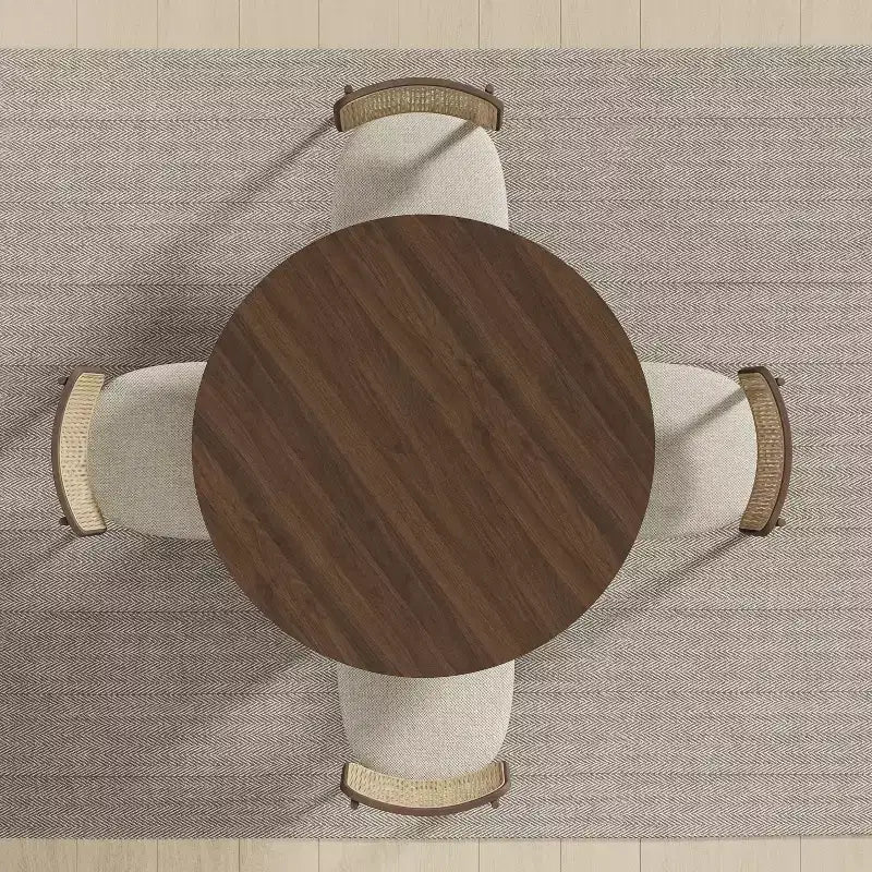 Table à manger ronde en bois style Mid-Century