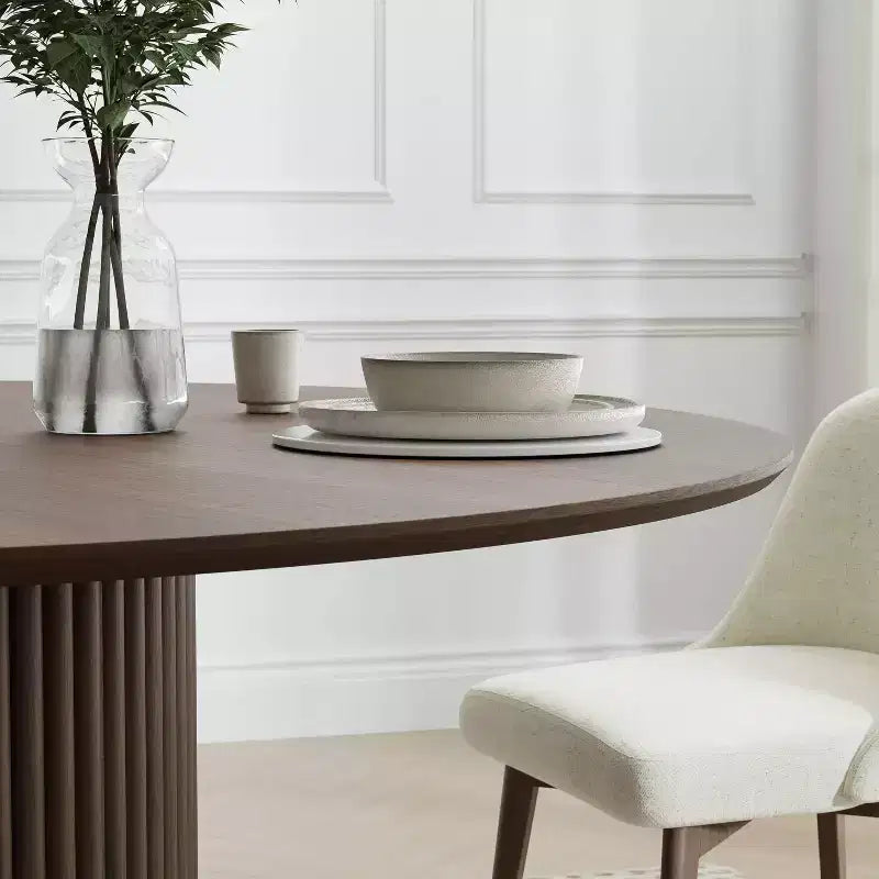 Table à manger ronde en bois style Mid-Century