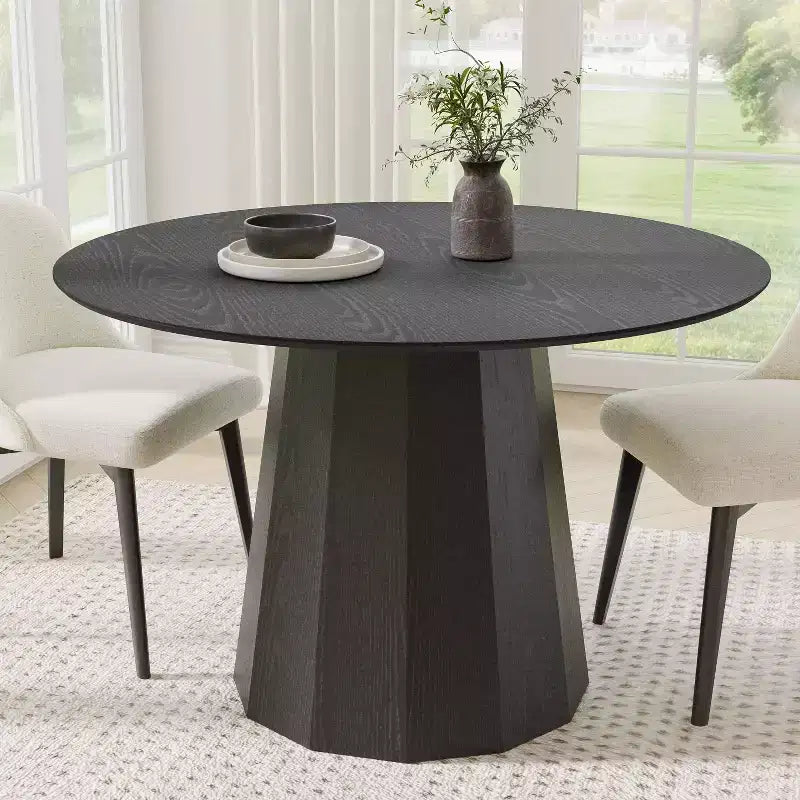 Table à manger ronde en bois style Mid-Century