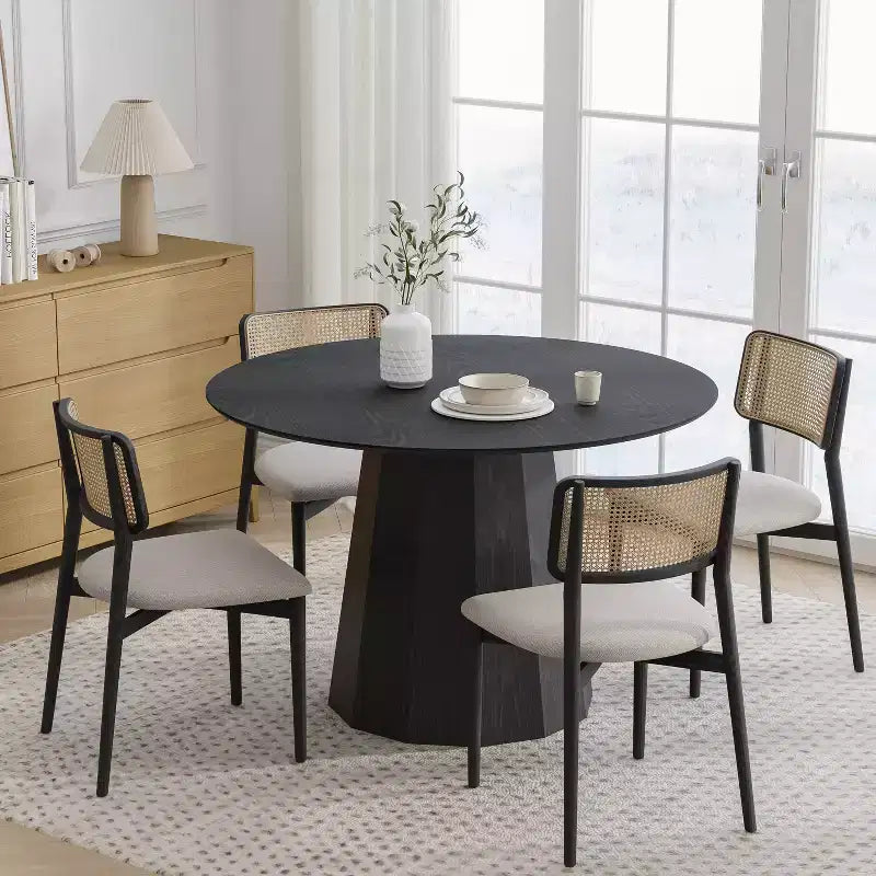 Table à manger ronde en bois style Mid-Century