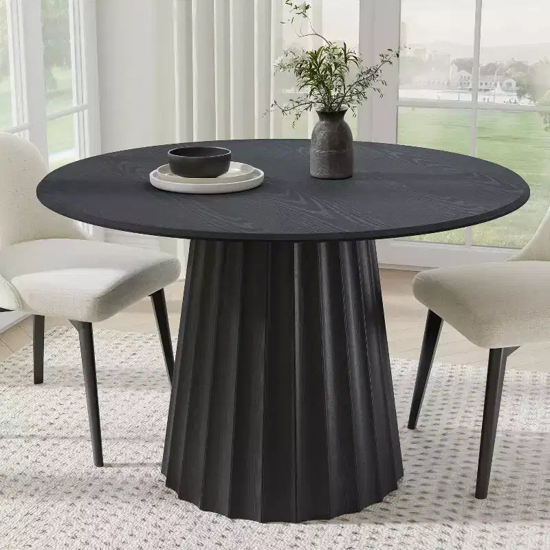 Dovelina Round Dining Table Mid-Century Dining Room Table with Designer Table Base